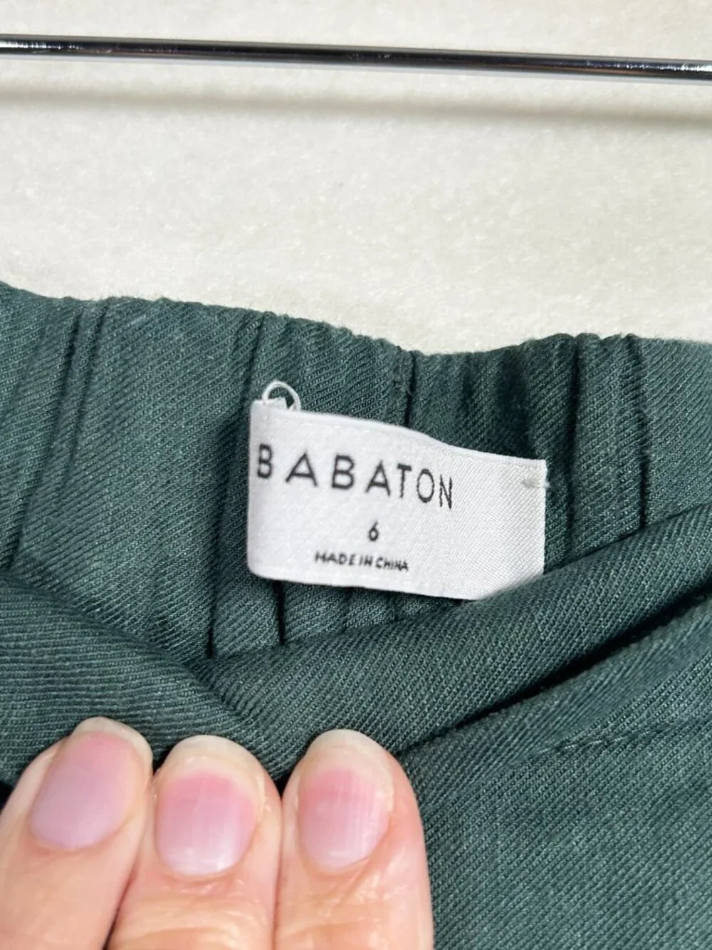 Babaton Aritzia Emerald Green Linen Blend Tailored Straight Leg Trousers size 6